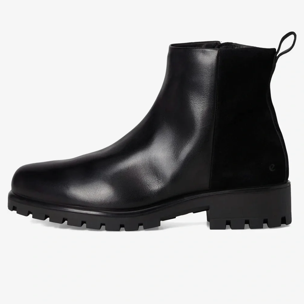 Ecco women’s Modtray Traytech Black Leather suede ankle Chelsea Boot zipper